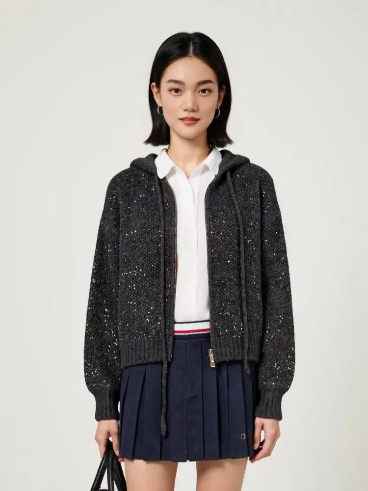 Hooded Wool-Blend Cardigan | same ANTHEM. - Gray / M (176-242 lbs)