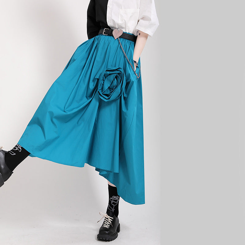 Irregular Flower Half Skirt | Japanese Style Romantic Chic | same ANTHEM - Blue / One size