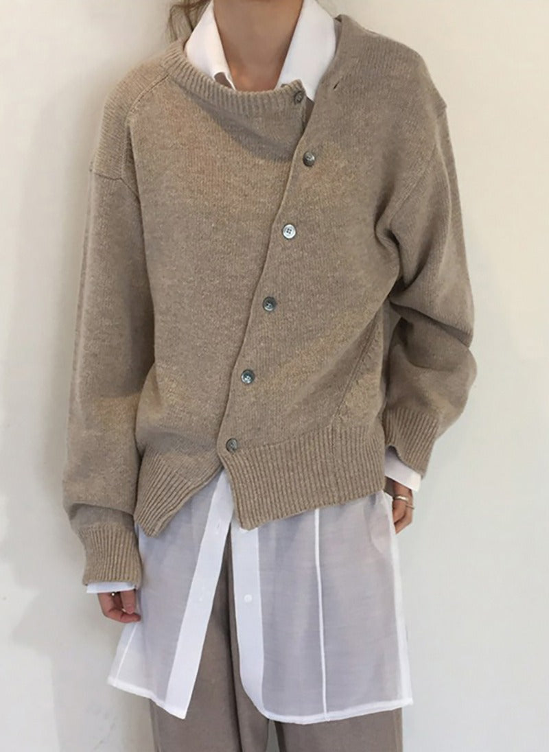 Irregular Lazy Style Sweater Cardigan – dreamy soulmate streetwear | same ANTHEM. - apricot / XS