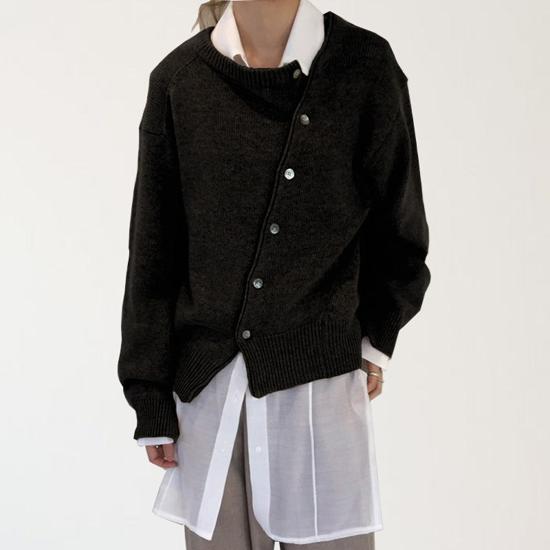 Irregular Lazy Style Sweater Cardigan – dreamy soulmate streetwear | same ANTHEM. - black / XS