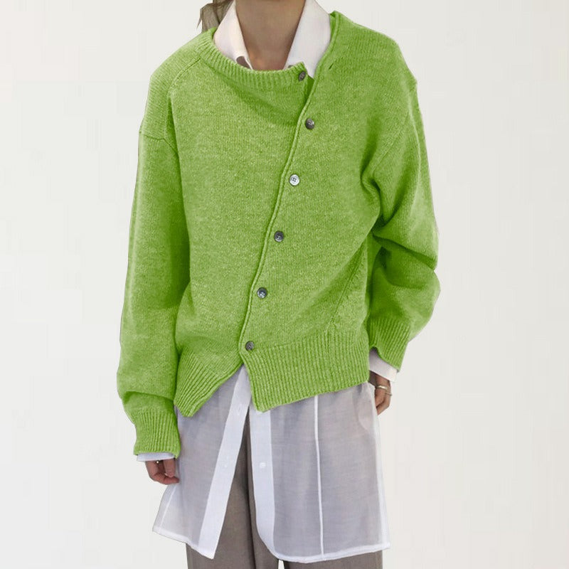 Irregular Lazy Style Sweater Cardigan – dreamy soulmate streetwear | same ANTHEM. - green / XS