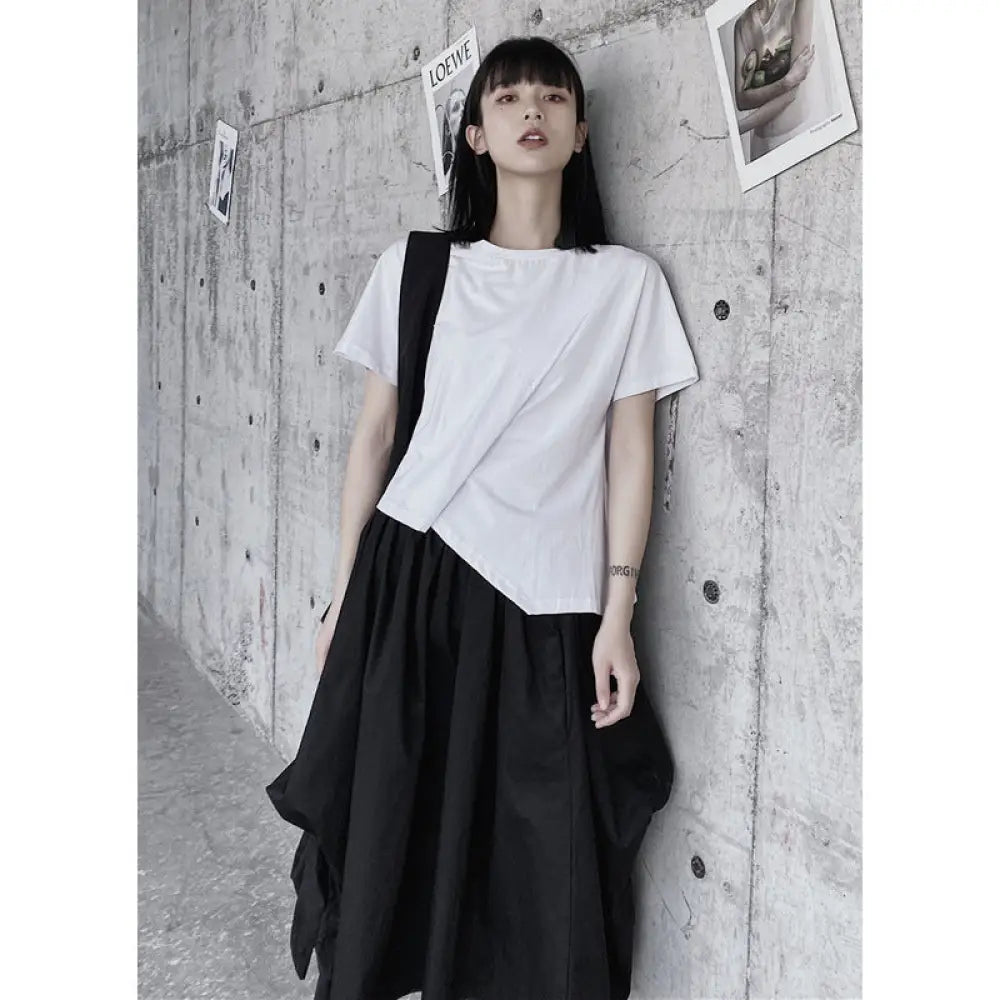 Irregular Pleated Short Sleeve Top | same ANTHEM. Designer Streetwear for Lovers