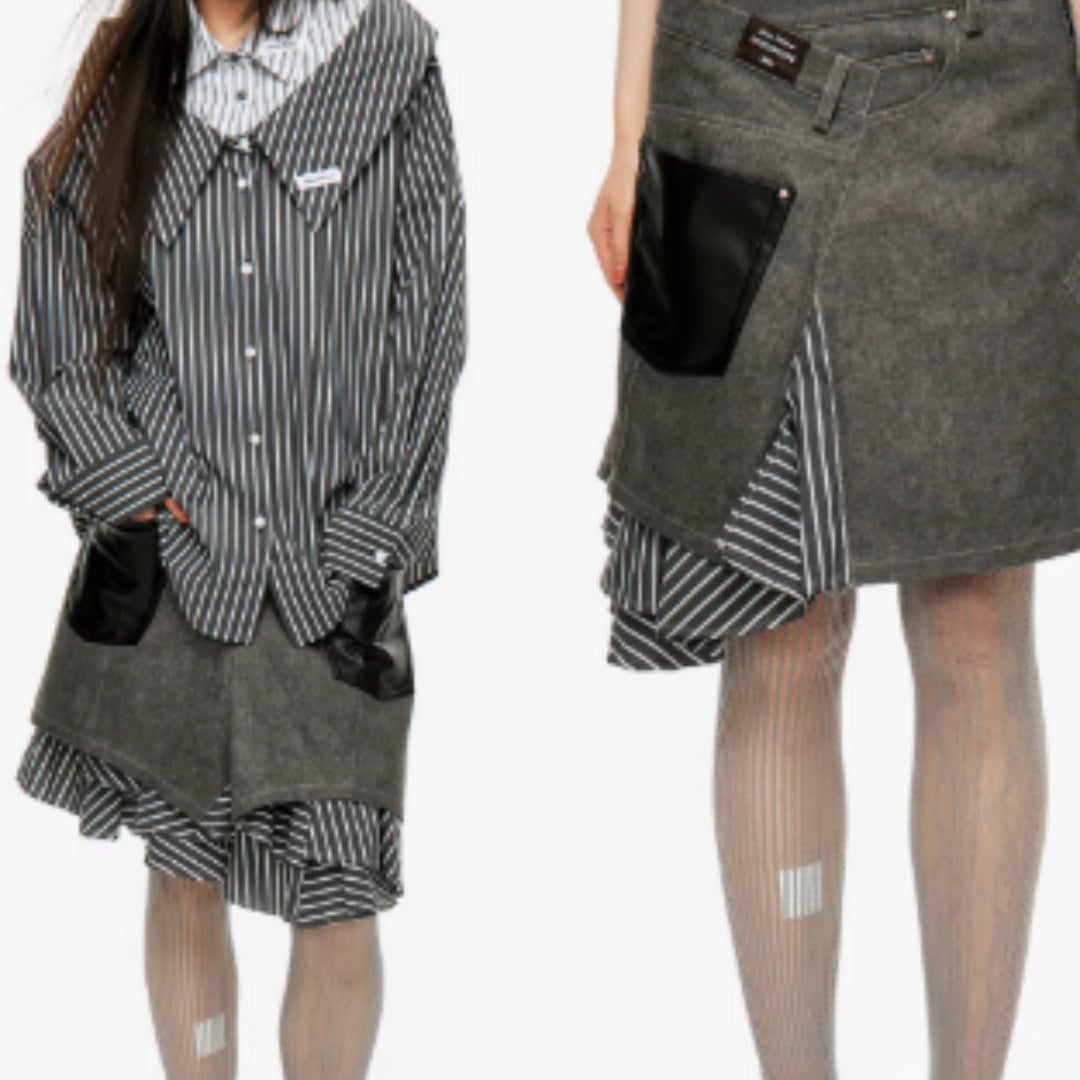 Irregular Splicing Fringed Twill Skirt – Stylish Soulmate Piece | Same ANTHEM