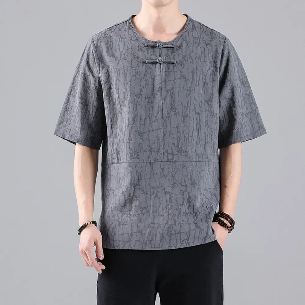 Jacquard Chinese-Style Tee – same ANTHEM. Soulmate Streetwear for Him - Gray / 2XL