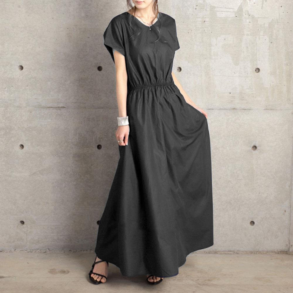 Japanese Back Bow Long Dress – Artistic & Elegant | same ANTHEM - Black / Free Size L