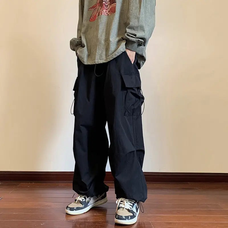 Japanese Baggy Pocket Pants – Loose Street Style for Men | same ANTHEM - Black / S