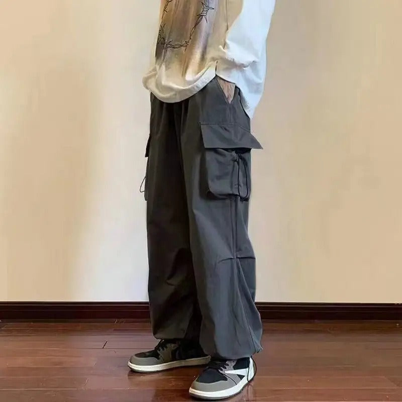 Japanese Baggy Pocket Pants – Loose Street Style for Men | same ANTHEM - Gray / S