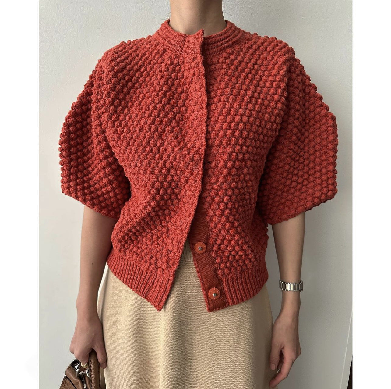 Japanese Cardigan – Elegant Air-Conditioned Knit | same ANTHEM - red / S