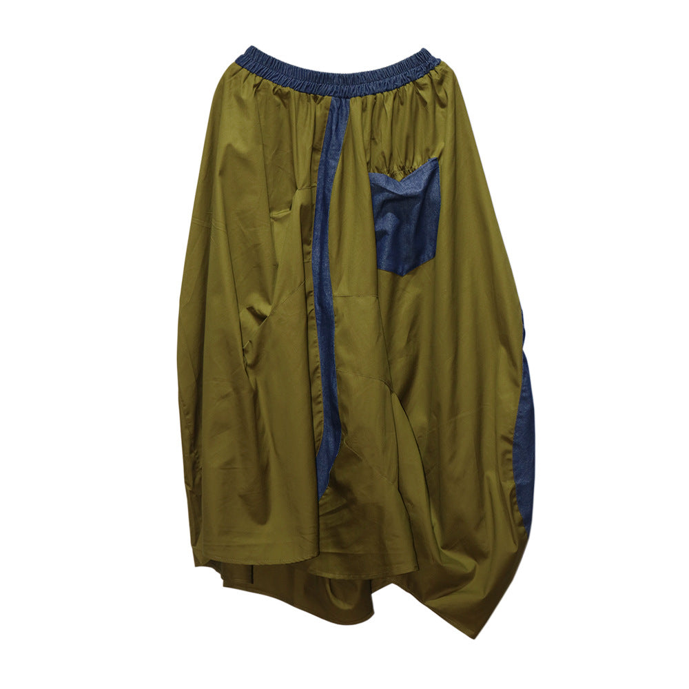 Japanese High Waisted Loose Irregular Skirt | Casual Romantic Chic | same ANTHEM - Army green / One size