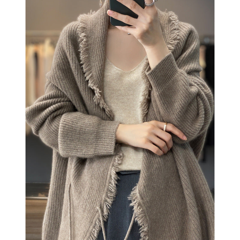 Japanese Lazy Tassel Sweater – Mid-Length Knit | same ANTHEM