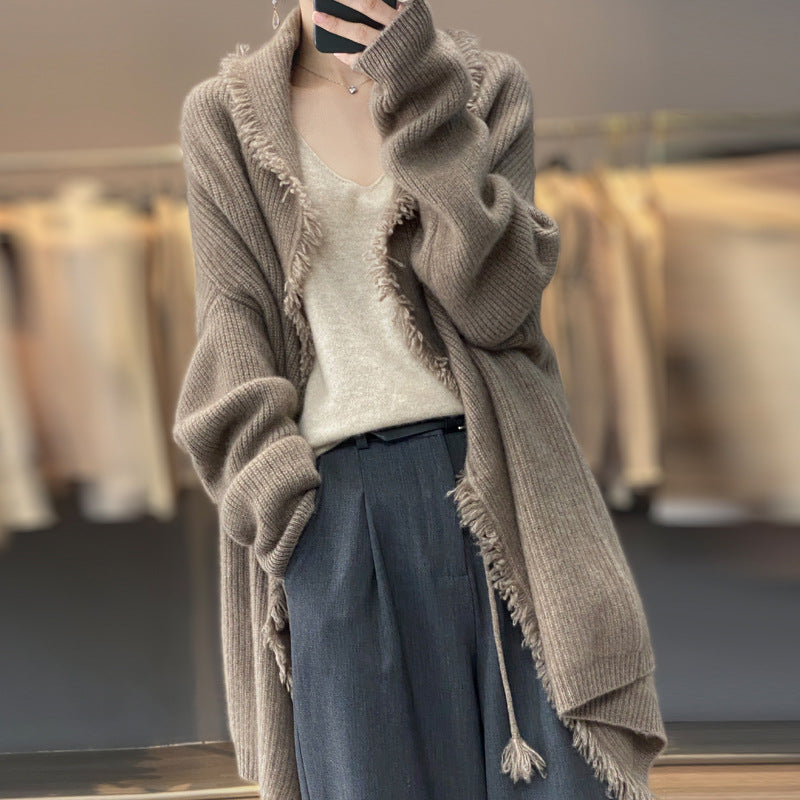 Japanese Lazy Tassel Sweater – Mid-Length Knit | same ANTHEM