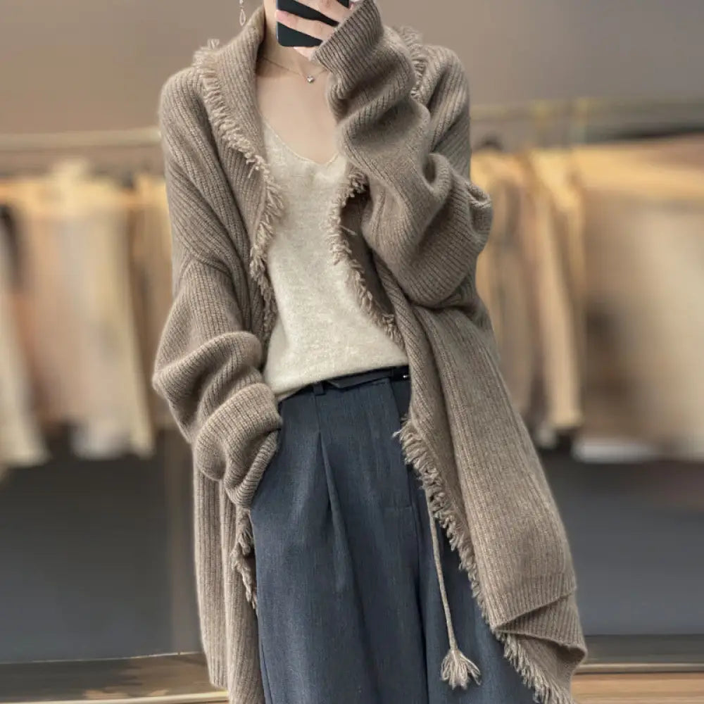 Japanese Lazy Tassel Sweater – Mid-Length Knit | same ANTHEM