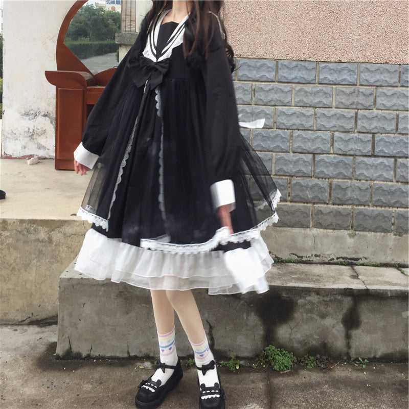 Japanese Navy Collar Lolita Dress – Cute College Style for Soulmates | Same ANTHEM
