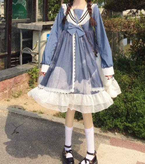 Japanese Navy Collar Lolita Dress – Cute College Style for Soulmates | Same ANTHEM