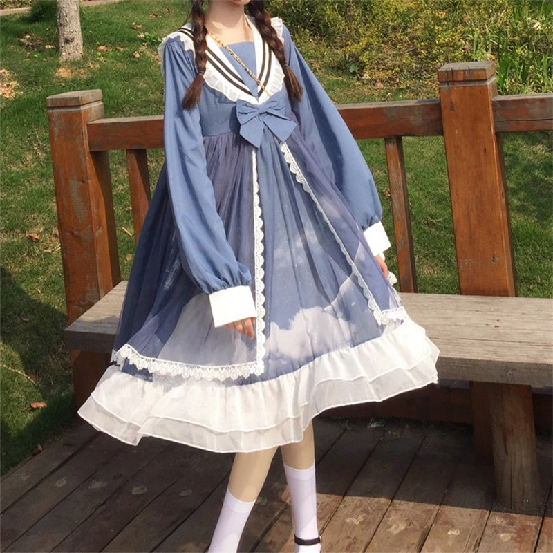 Japanese Navy Collar Lolita Dress – Cute College Style for Soulmates | Same ANTHEM