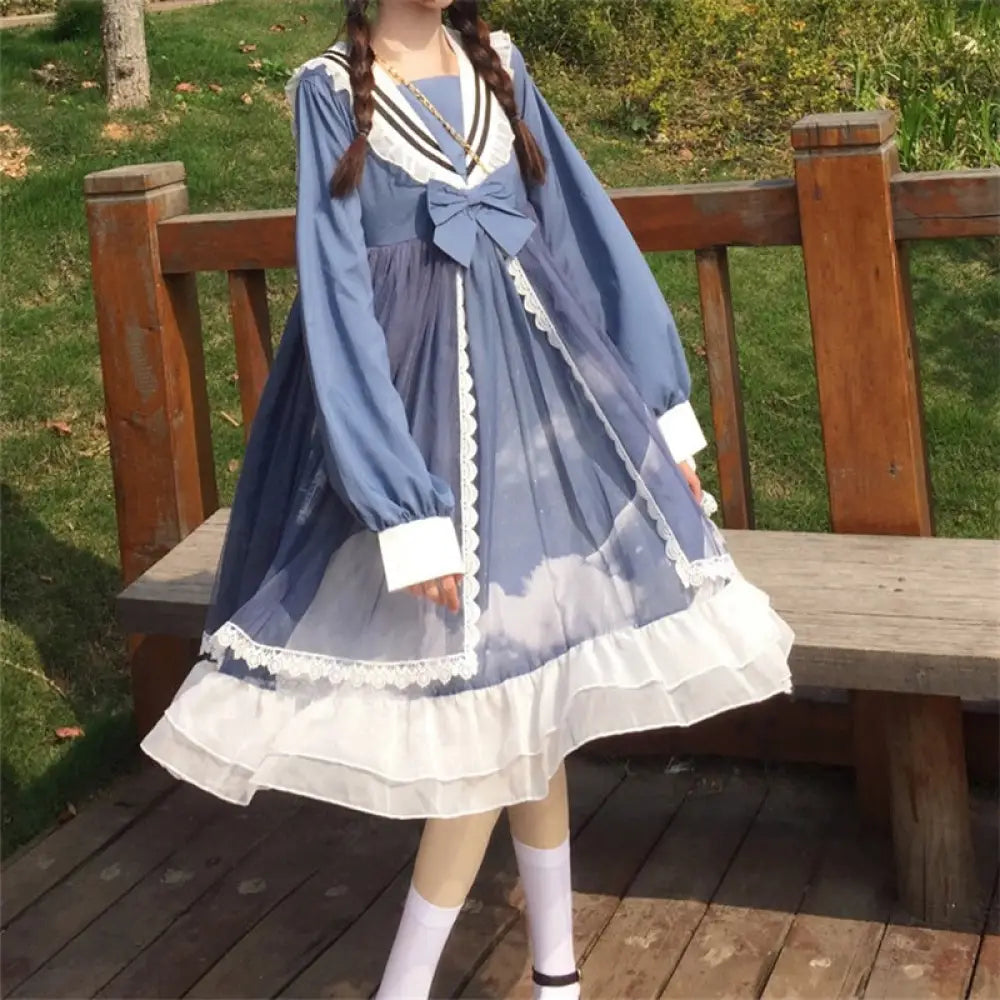 Japanese Navy Collar Lolita Dress – Cute College Style for Soulmates | Same ANTHEM