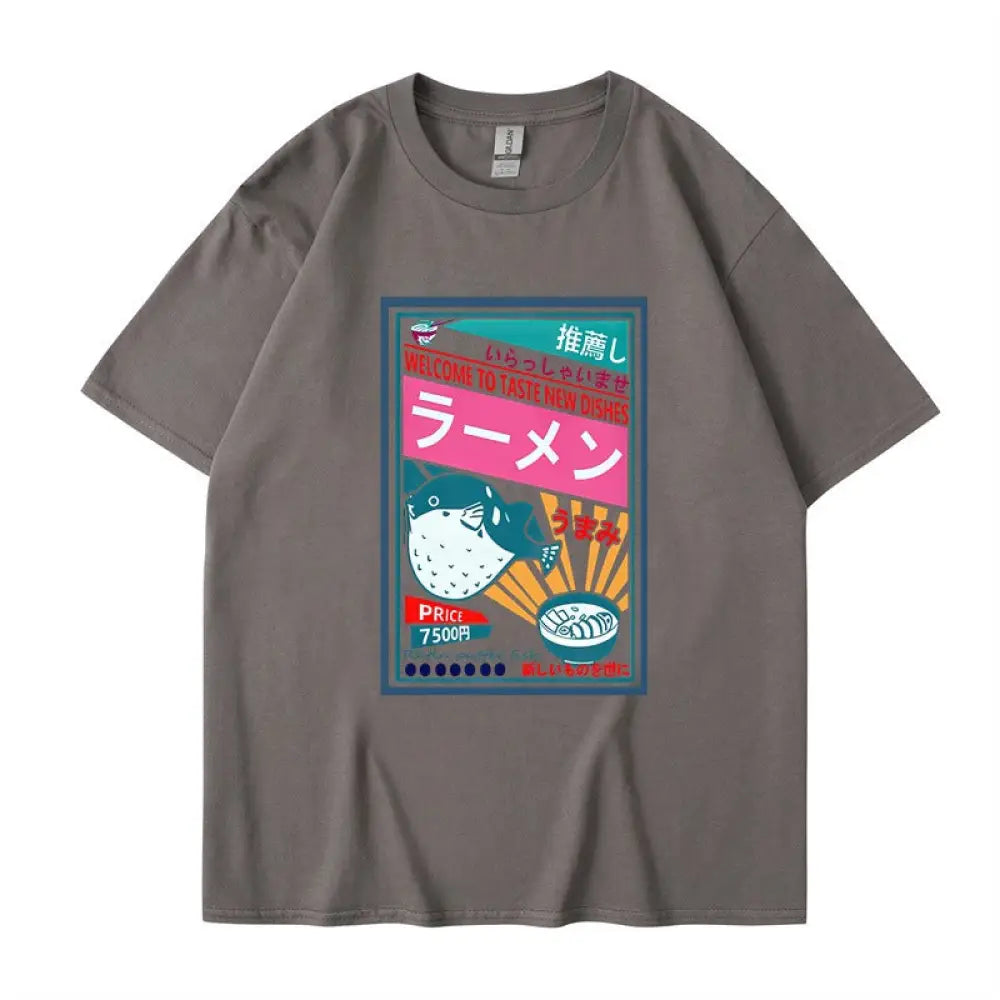 Japanese Printed Couple T-Shirt Men – Chic Streetwear | same ANTHEM - Dark gray / S