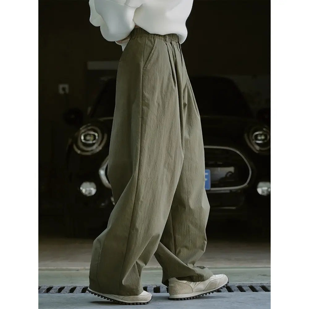 Japanese Retro Wide-Leg High Waist Warm Pants – Soulmate Streetwear | same ANTHEM. - Military Green / S