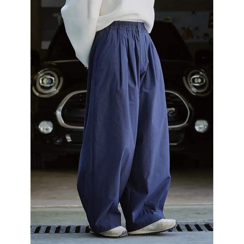 Japanese Retro Wide-Leg High Waist Warm Pants – Soulmate Streetwear | same ANTHEM. - dark blue / S