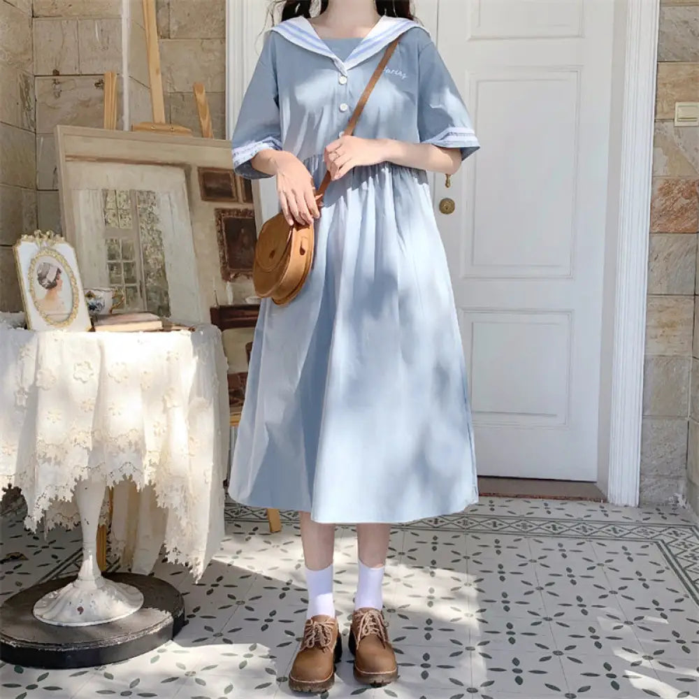 Japanese Sailor Collar Dress – Sweet Style | same ANTHEM - Pink / One size
