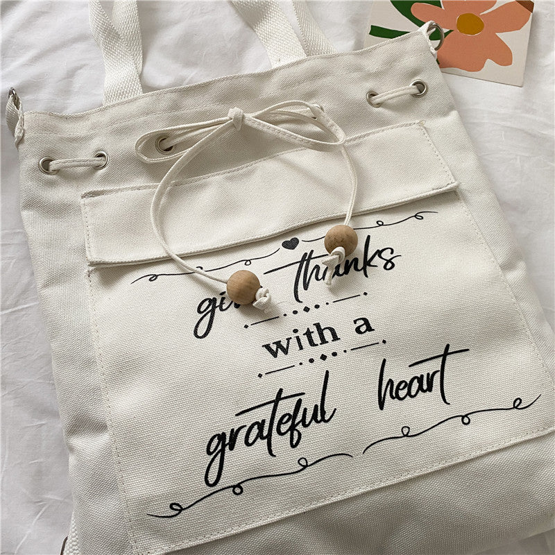 Japanese Style Canvas Drawstring Backpack & Shoulder Bag | same ANTHEM