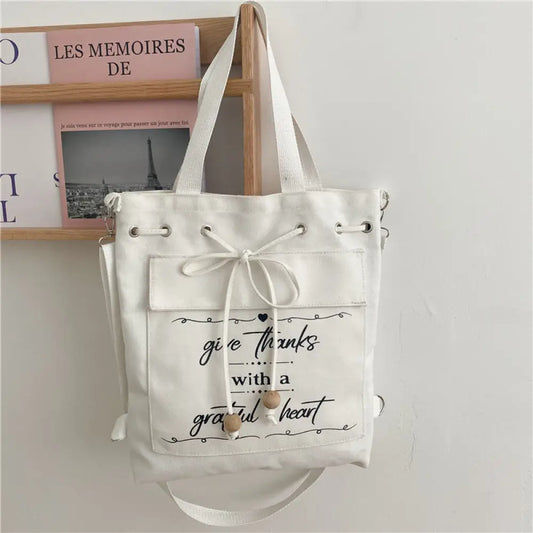 Japanese Style Canvas Drawstring Backpack & Shoulder Bag | same ANTHEM