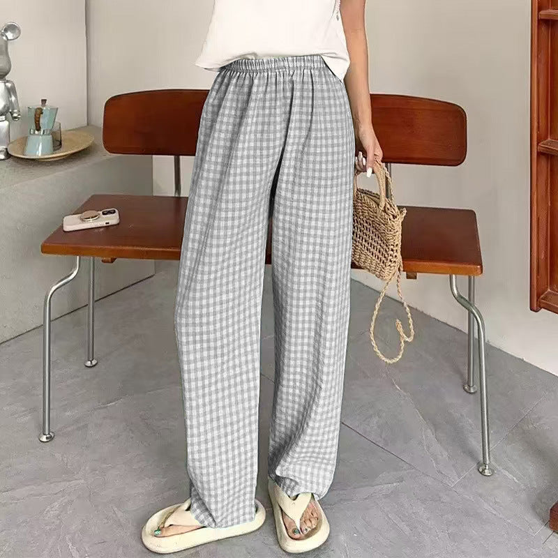 Japanese Style Plaid Wide-leg Pants – Casual Chic Everyday | same ANTHEM - Gray Plaid / Average Size - Pants
