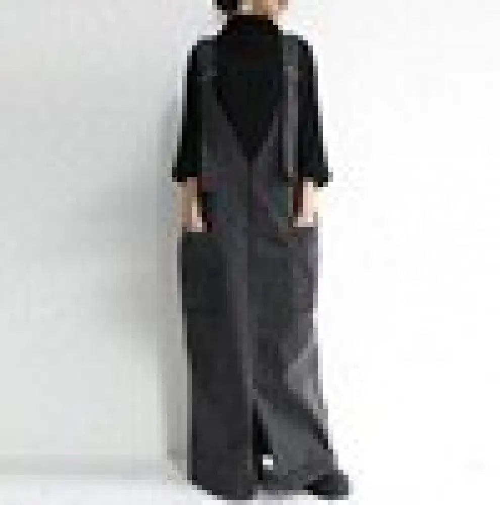 Japanese Wide-Leg Suspender Skirt | same ANTHEM - Black Gray / Free Size