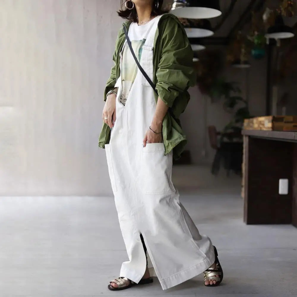 Japanese Wide-Leg Suspender Skirt | same ANTHEM - White / Free Size