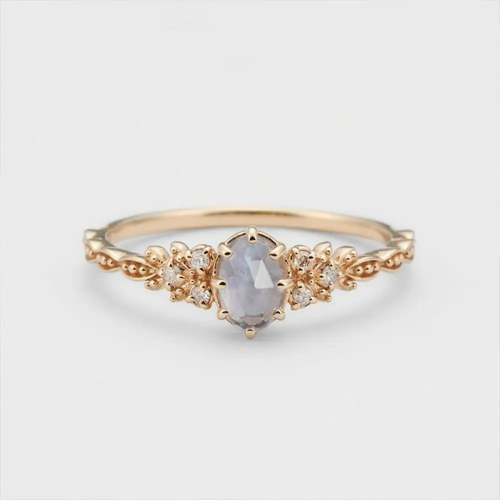 Japanese Winter Gentle Sterling Silver Ring – Women’s Jewellery | same ANTHEM - Elongated Stone Ring / 5#
