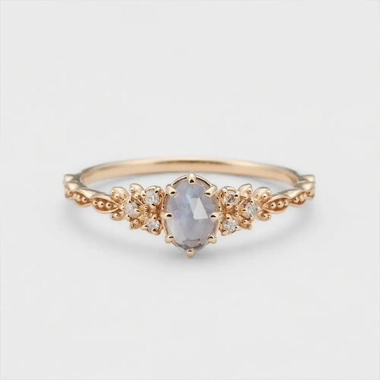 Japanese Winter Gentle Sterling Silver Ring – Women’s Jewellery | same ANTHEM - Elongated Stone Ring / 5#