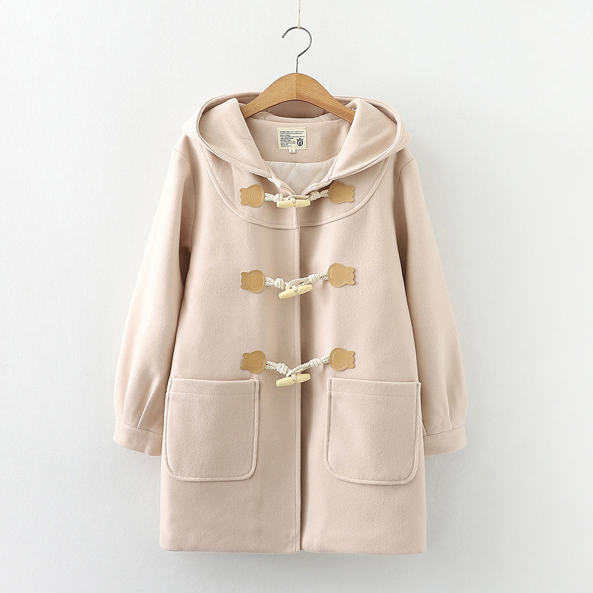 Japanese Woolen Coat with Cowhorn Buttons – For Lovers & Soulmates | same ANTHEM - Beige / L