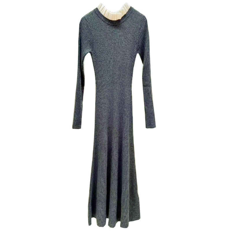 Knitted Doll Collar Dress – same ANTHEM - grey / S