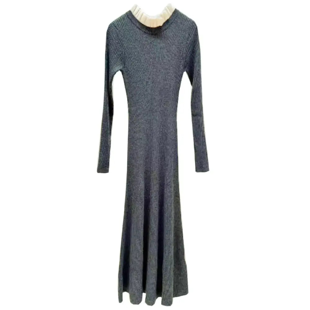 Knitted Doll Collar Dress – same ANTHEM - grey / S