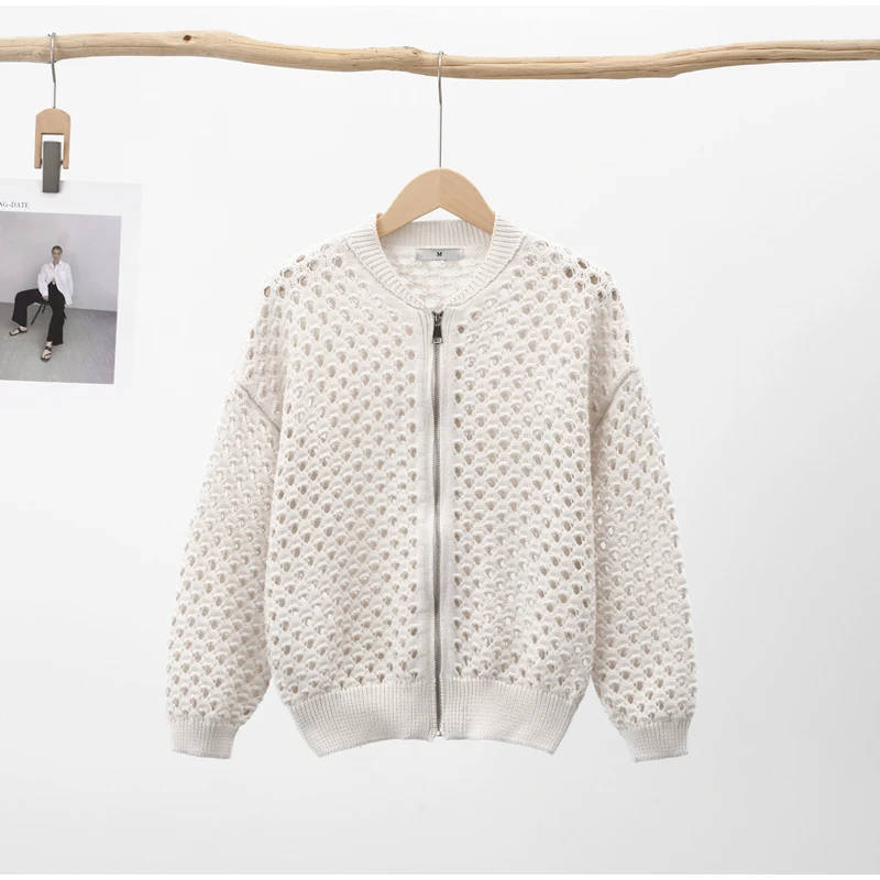 Knitted Hollow Out Bomber Jacket | Casual Loose Streetwear | same ANTHEM