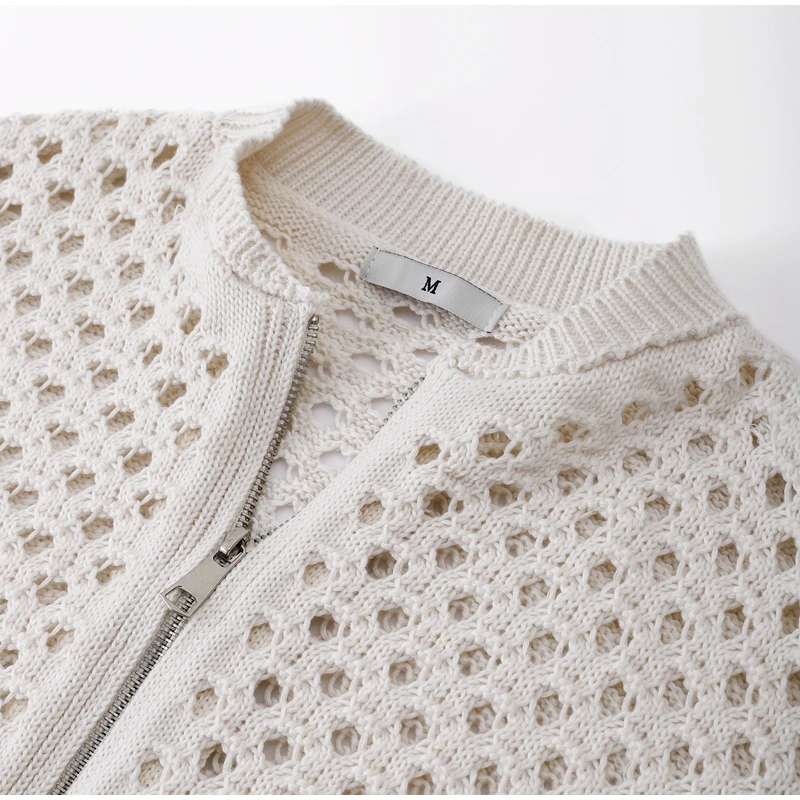 Knitted Hollow Out Bomber Jacket | Casual Loose Streetwear | same ANTHEM