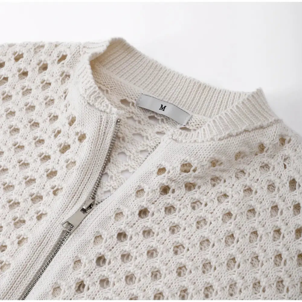 Knitted Hollow Out Bomber Jacket | Casual Loose Streetwear | same ANTHEM