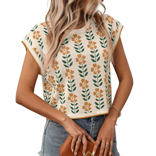 Knitted Small Flower Top – Soulmate Style Casual Knit | same ANTHEM - Khaki / S