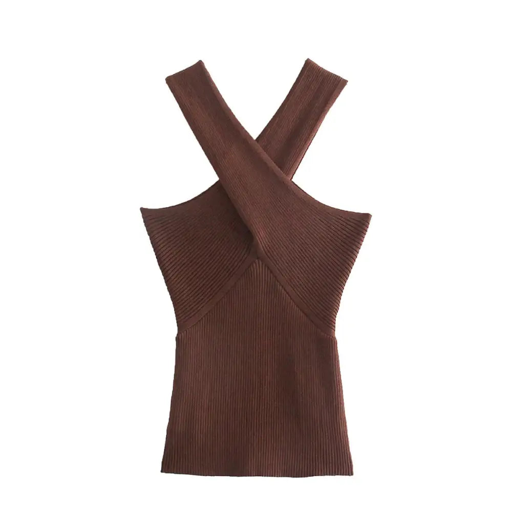 Knitted Strapless Crop Top | Slim Fit Camisole Women’s Streetwear | same ANTHEM. - Coffee Brown / S