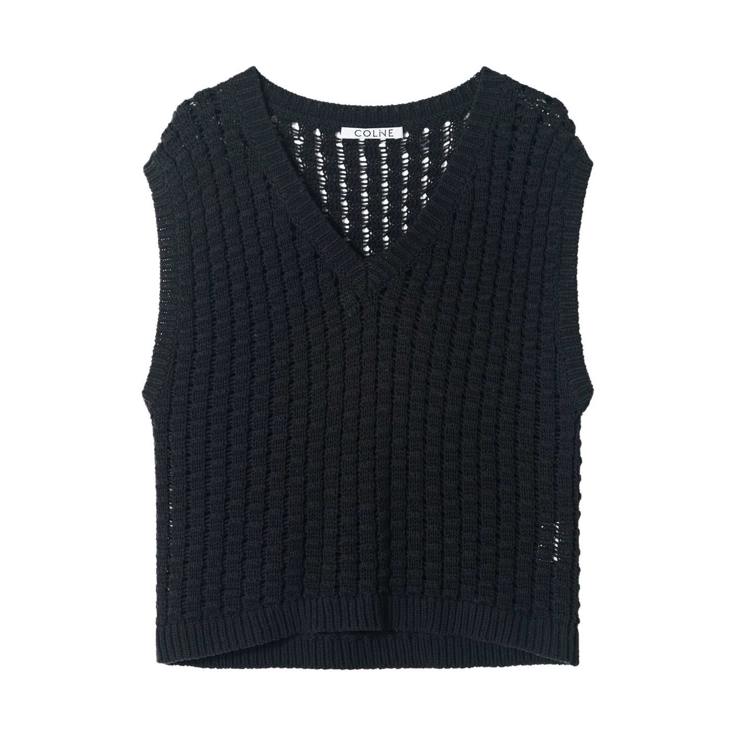 Knitted V-Neck Vest | same ANTHEM. - Black / Free Size - Bag