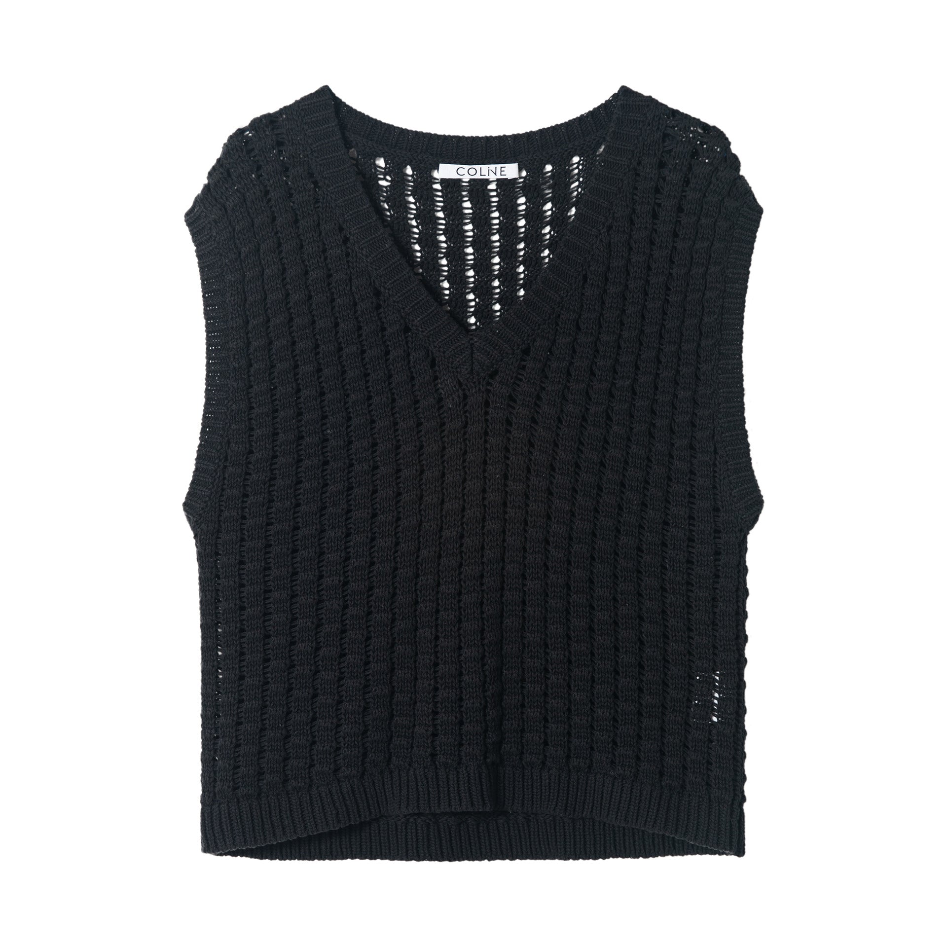 Knitted V-Neck Vest | same ANTHEM. - Black / Free Size - Bag