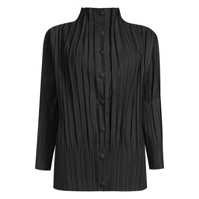 Korean High Neck Buckle Windbreaker – same ANTHEM. Soulmate Streetwear for Women - Black / One Size