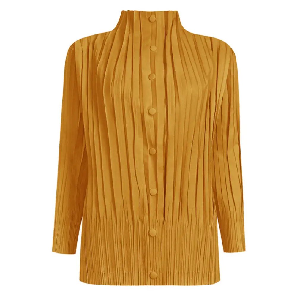 Korean High Neck Buckle Windbreaker – same ANTHEM. Soulmate Streetwear for Women - Yellow / One Size