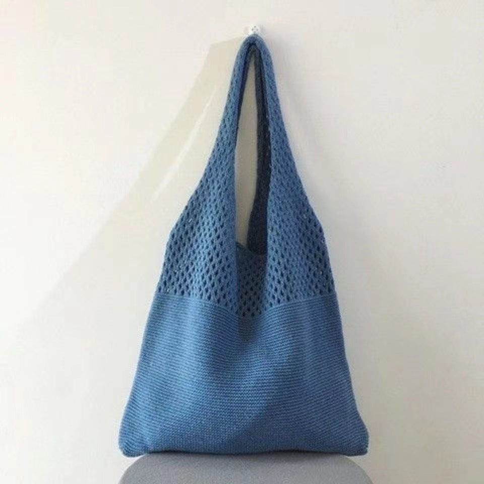 Korean Knitted Large Capacity Tote Bag – Soulmate Streetwear | same ANTHEM. - Blue