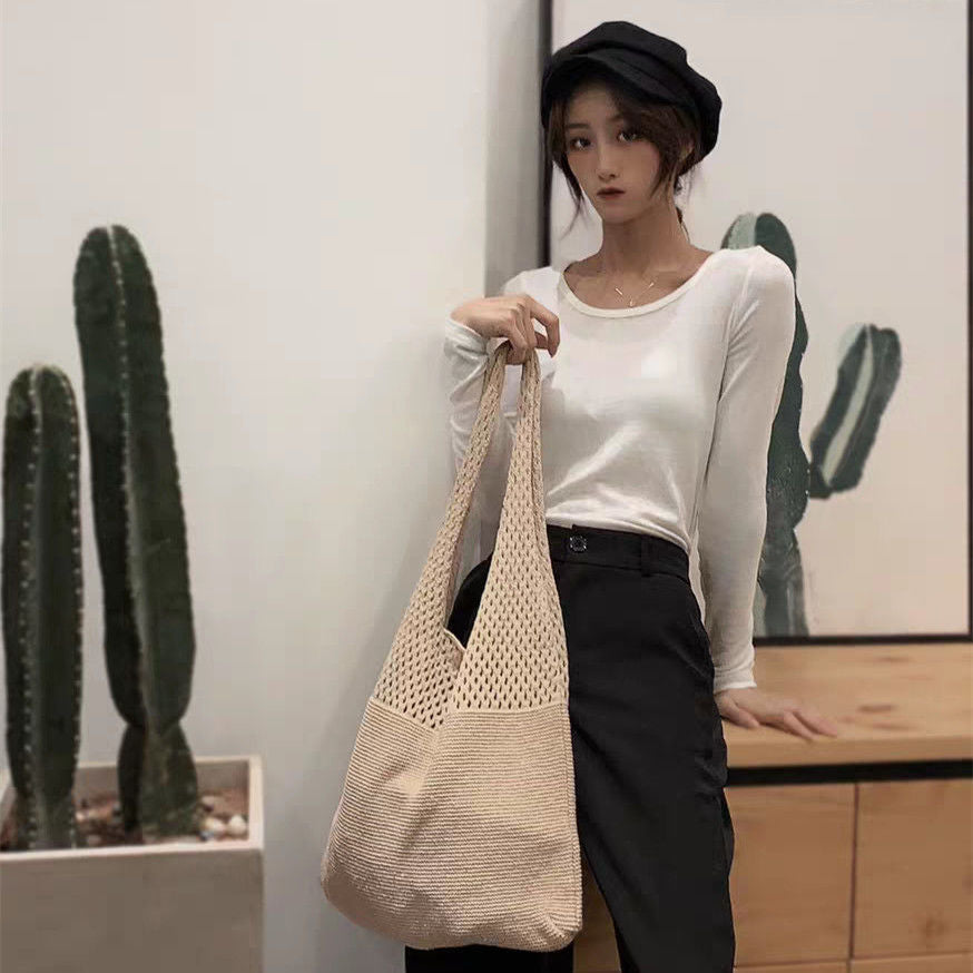 Korean Knitted Large Capacity Tote Bag – Soulmate Streetwear | same ANTHEM.