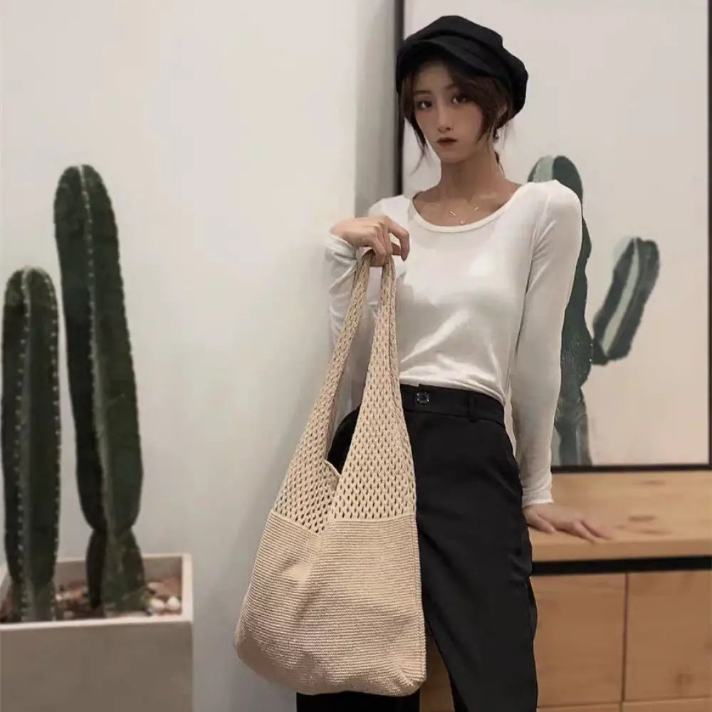 Korean Knitted Large Capacity Tote Bag – Soulmate Streetwear | same ANTHEM.