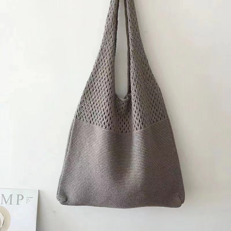 Korean Knitted Large Capacity Tote Bag – Soulmate Streetwear | same ANTHEM. - Grey