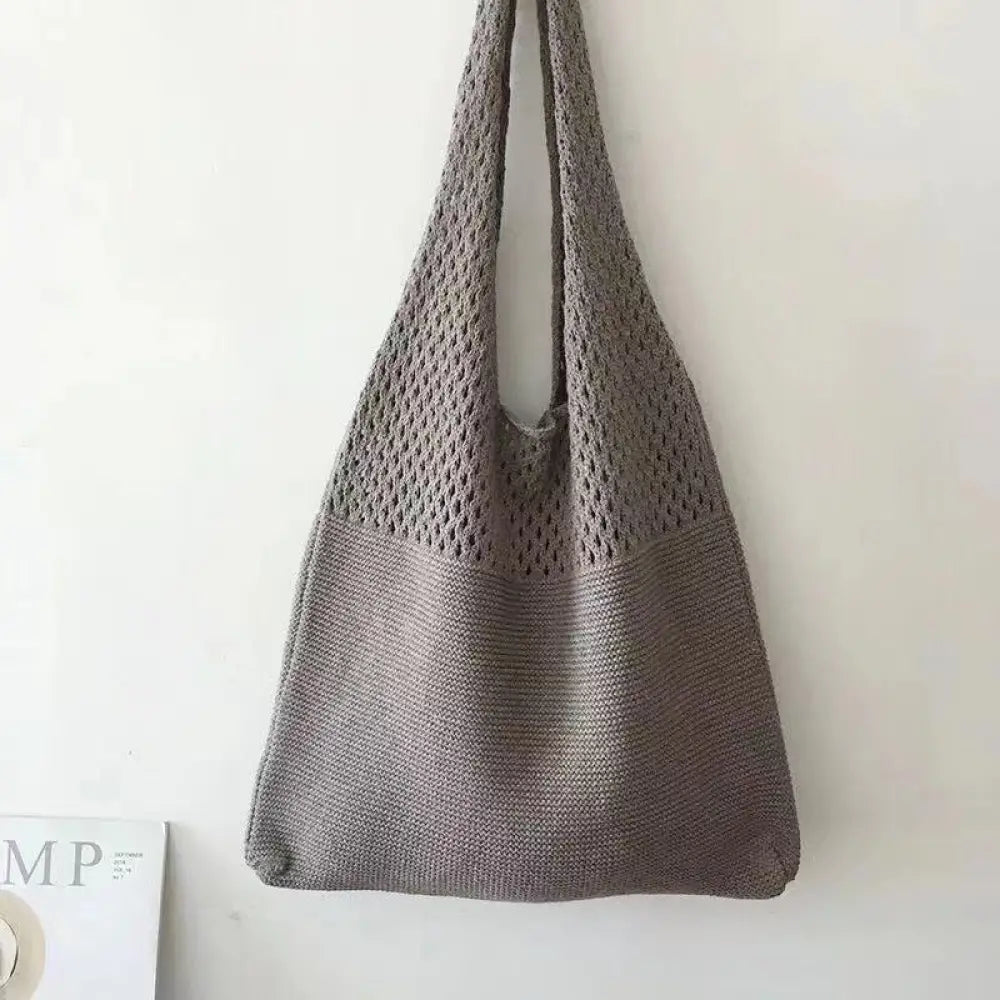 Korean Knitted Large Capacity Tote Bag – Soulmate Streetwear | same ANTHEM. - Grey