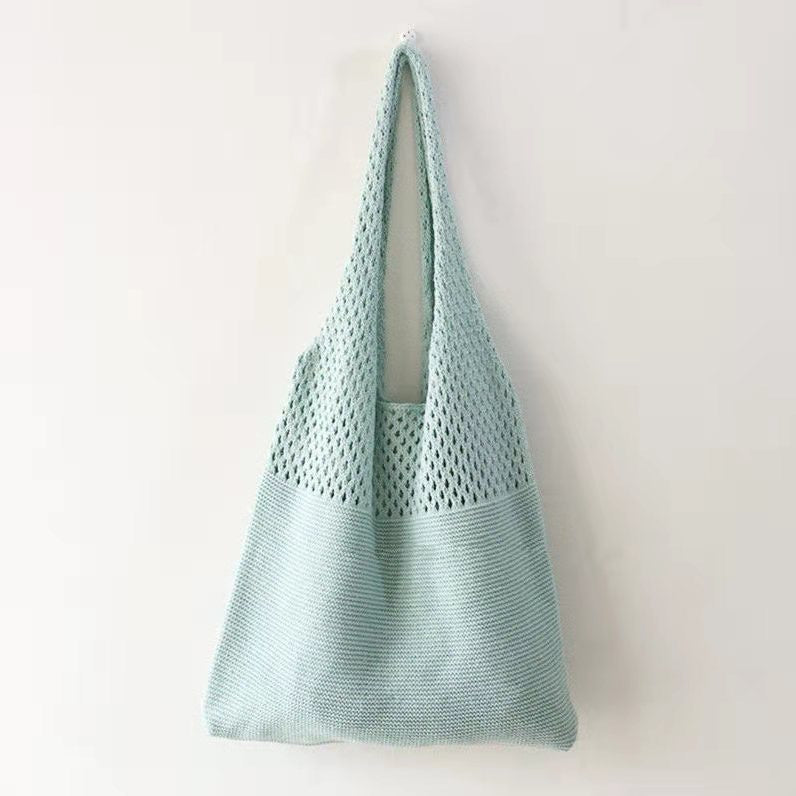 Korean Knitted Large Capacity Tote Bag – Soulmate Streetwear | same ANTHEM. - Vanilla Green