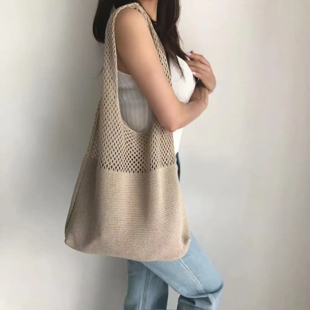 Korean Knitted Large Capacity Tote Bag – Soulmate Streetwear | same ANTHEM.